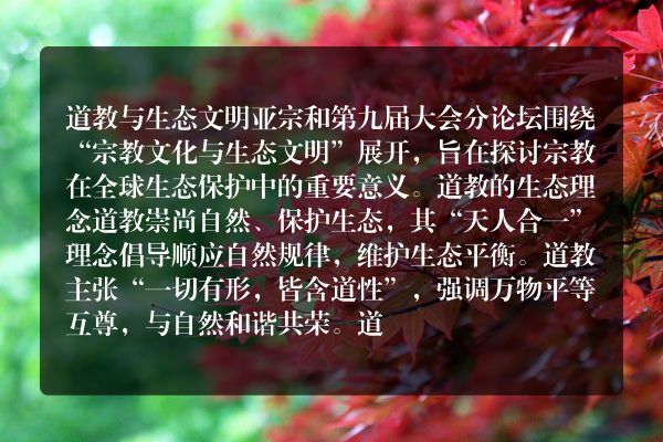 探讨生态环保举措 推广道教自然理念