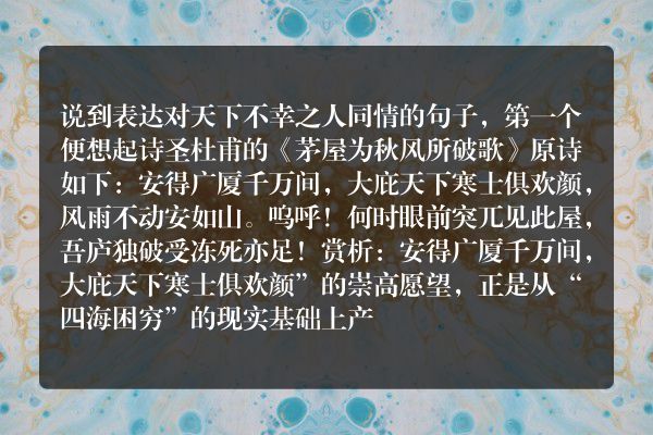 表达对天下不幸之人同情的句子有哪些
